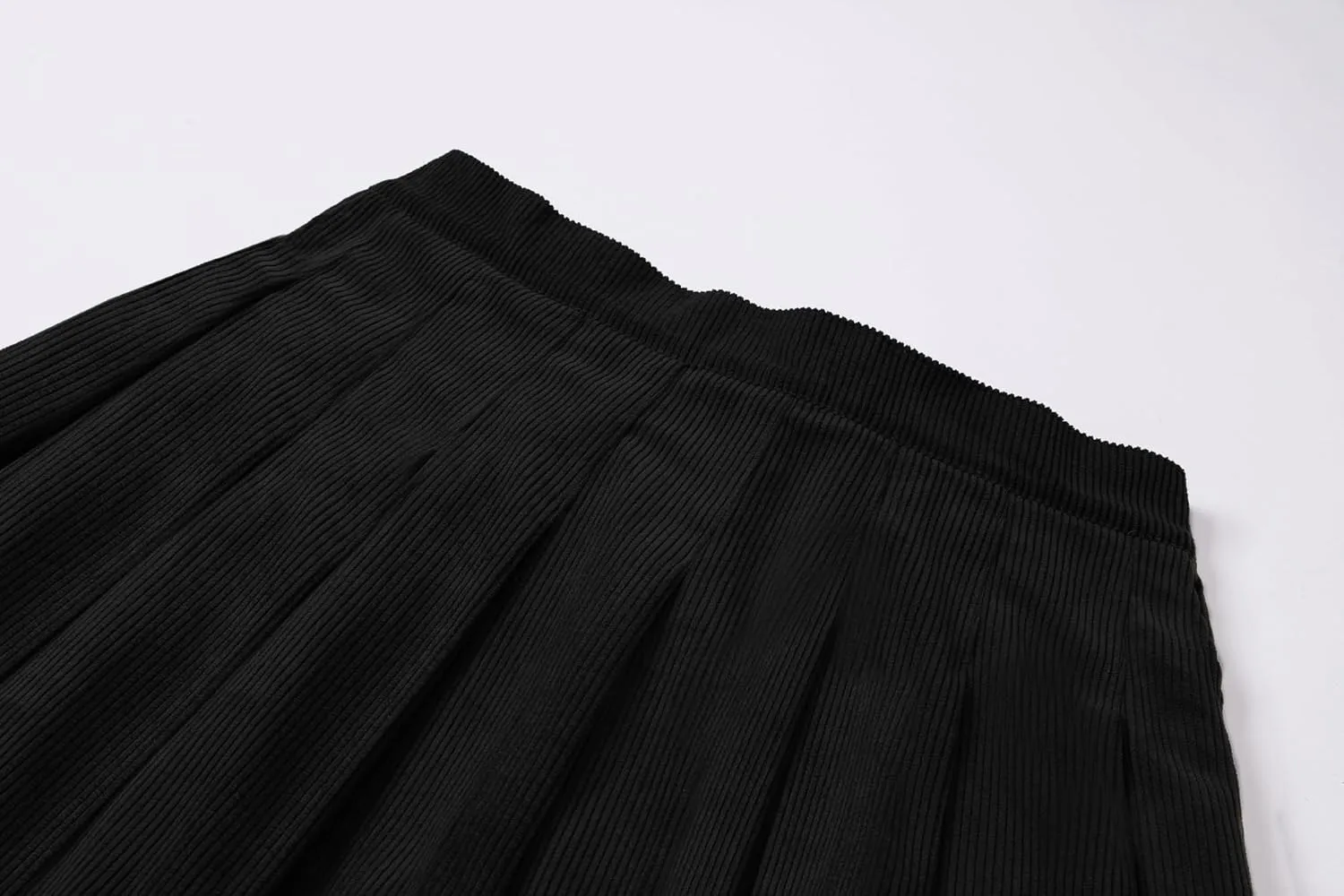 SANGTREE Women Corduroy Pleated Mini High Elastic Winter Skirts with Comfy Casual Stretchy Band