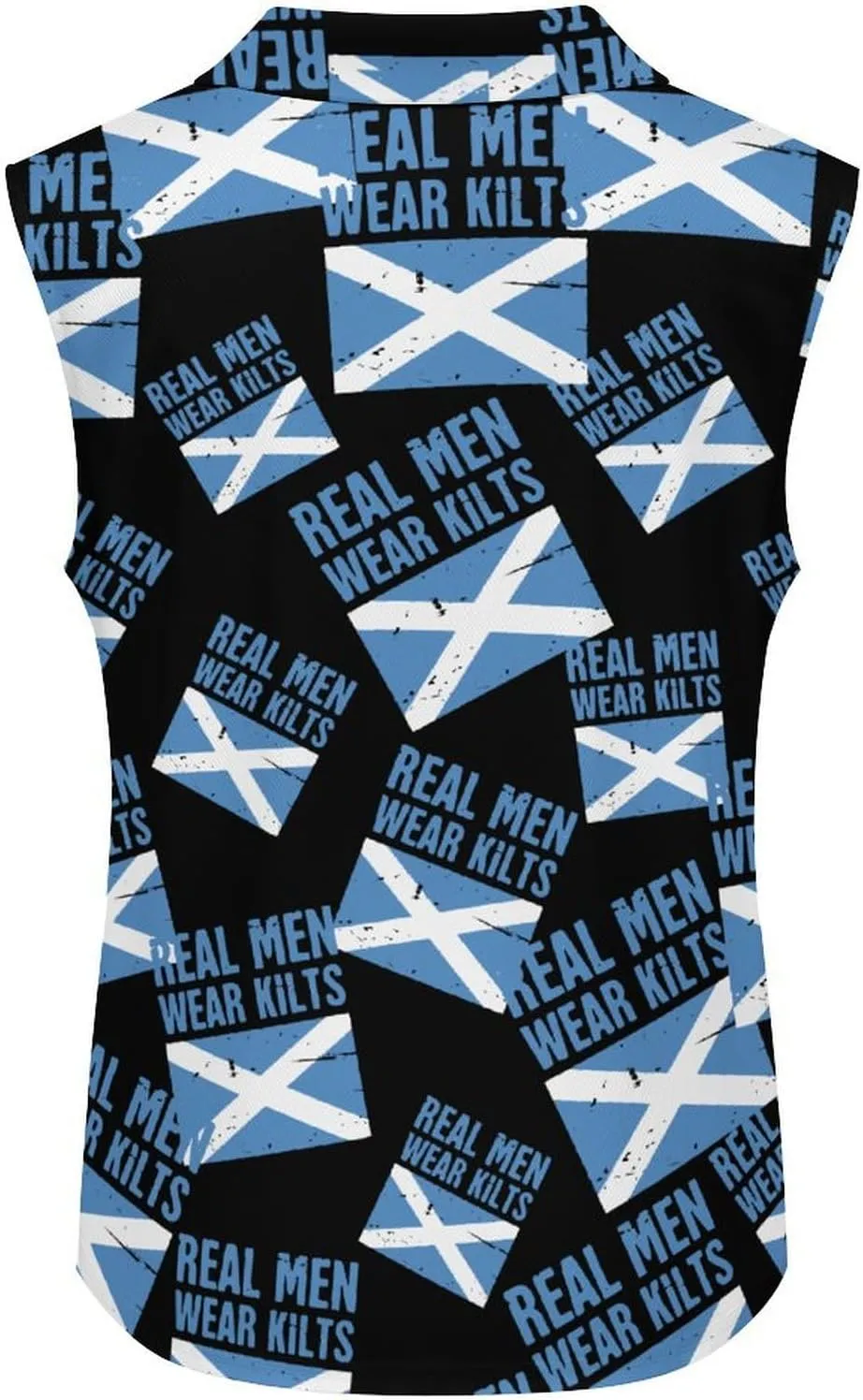 Scottish Flag Real Men Wear Kilts Women's Sleeveless Golf Polo Shirts Athletic Tank Tops