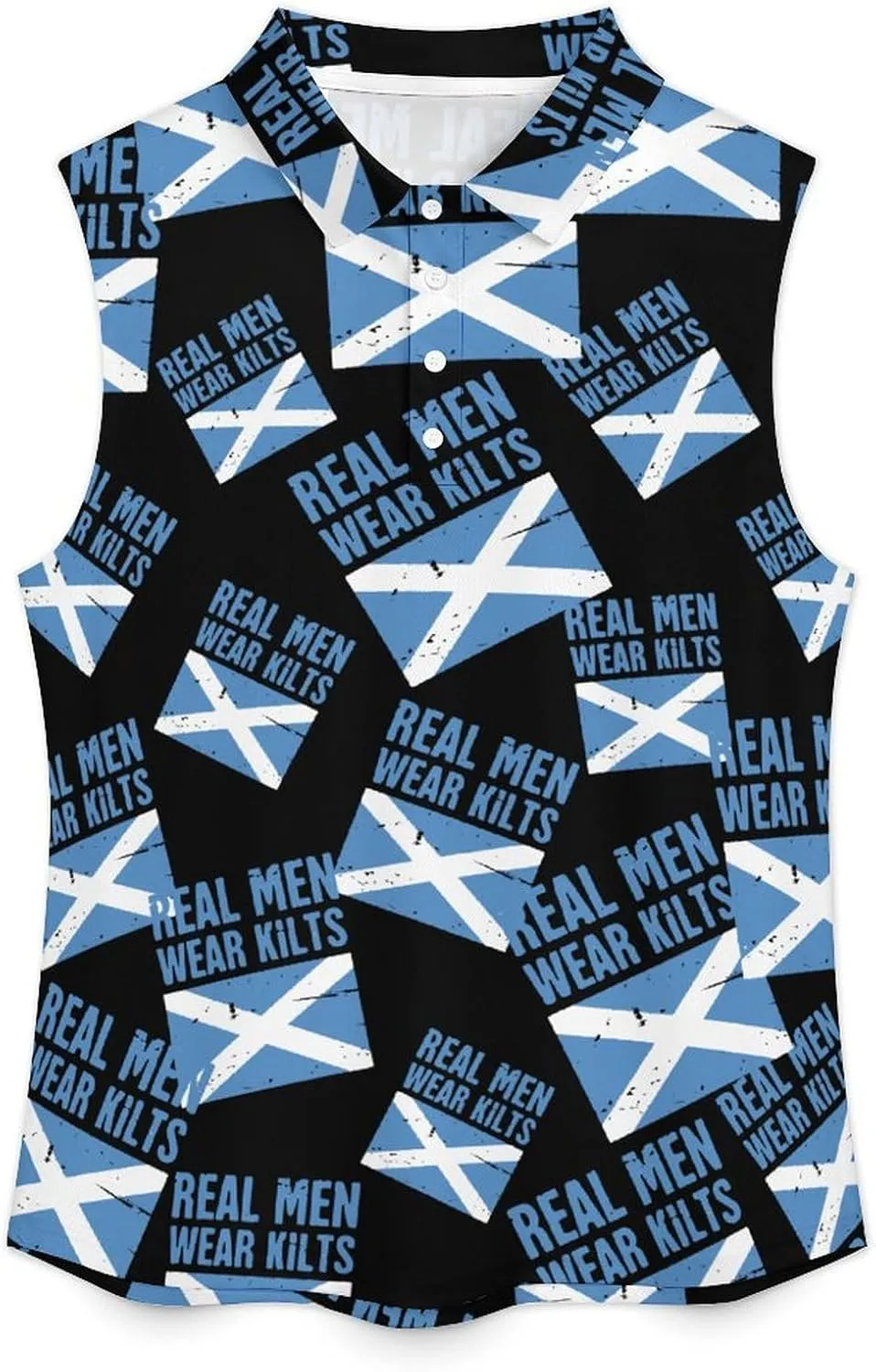 Scottish Flag Real Men Wear Kilts Women's Sleeveless Golf Polo Shirts Athletic Tank Tops