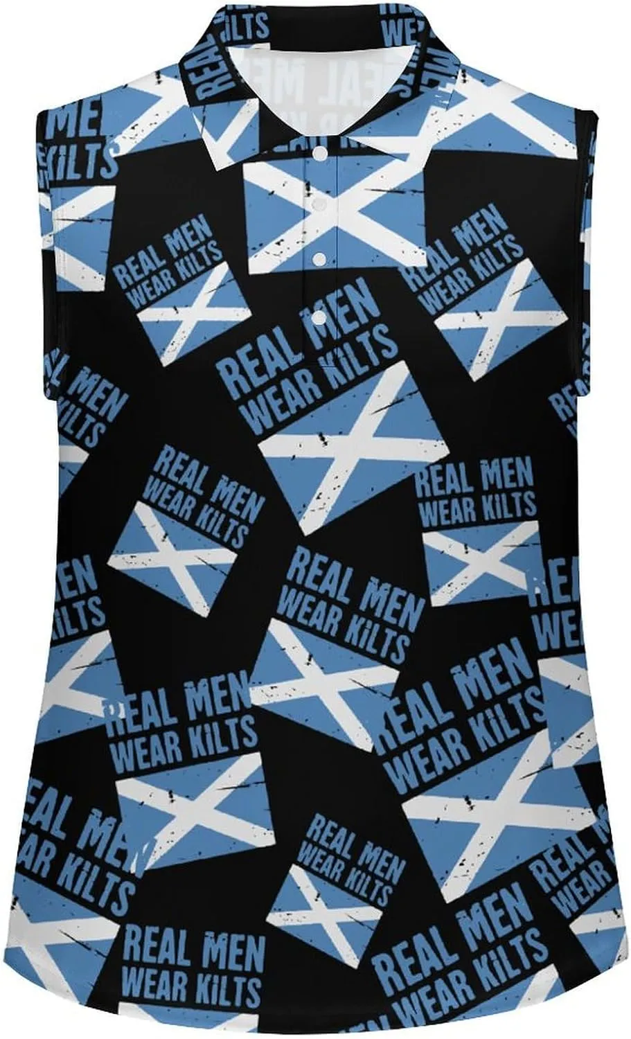 Scottish Flag Real Men Wear Kilts Women's Sleeveless Golf Polo Shirts Athletic Tank Tops