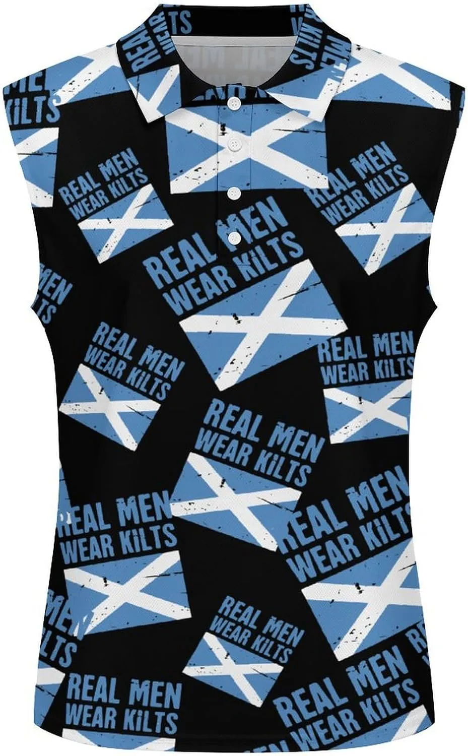 Scottish Flag Real Men Wear Kilts Women's Sleeveless Golf Polo Shirts Athletic Tank Tops