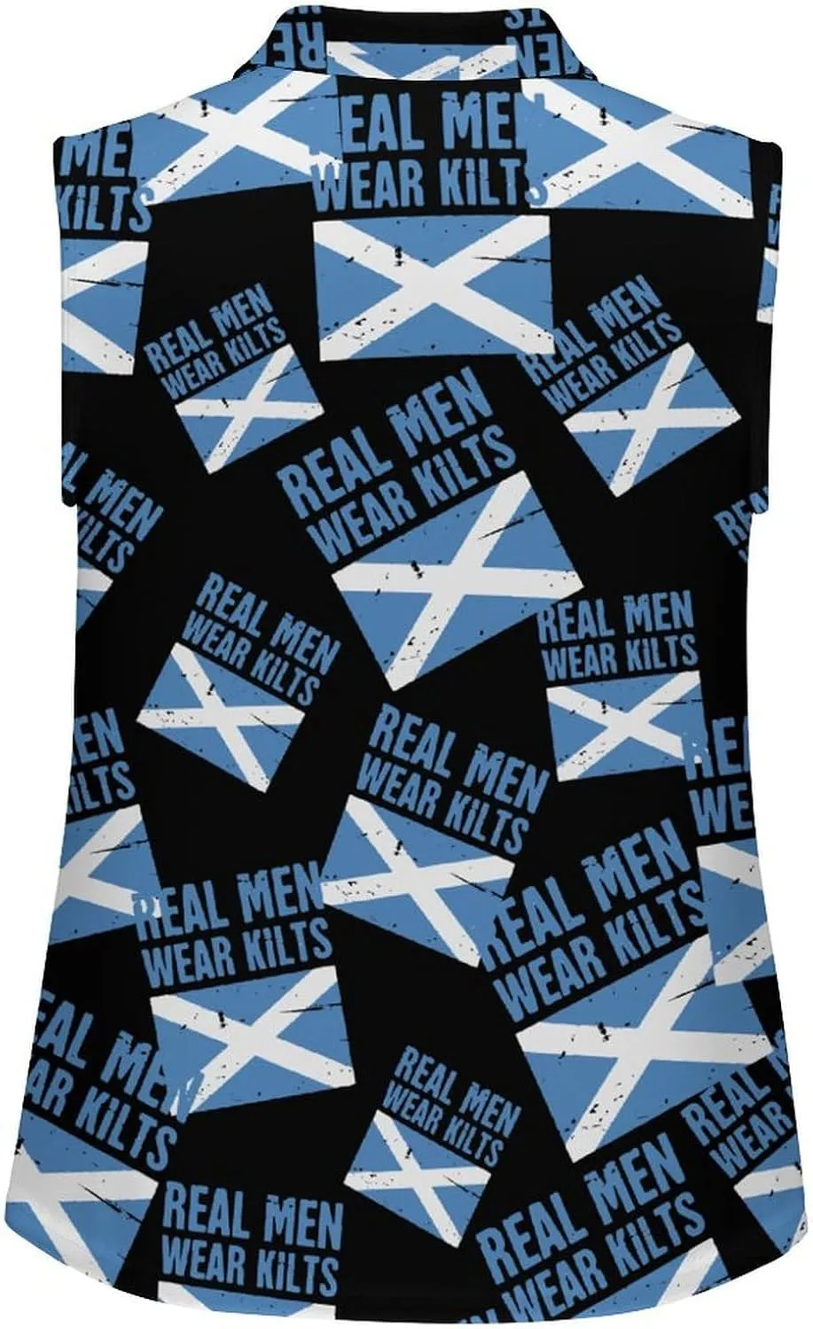 Scottish Flag Real Men Wear Kilts Women's Sleeveless Golf Polo Shirts Athletic Tank Tops