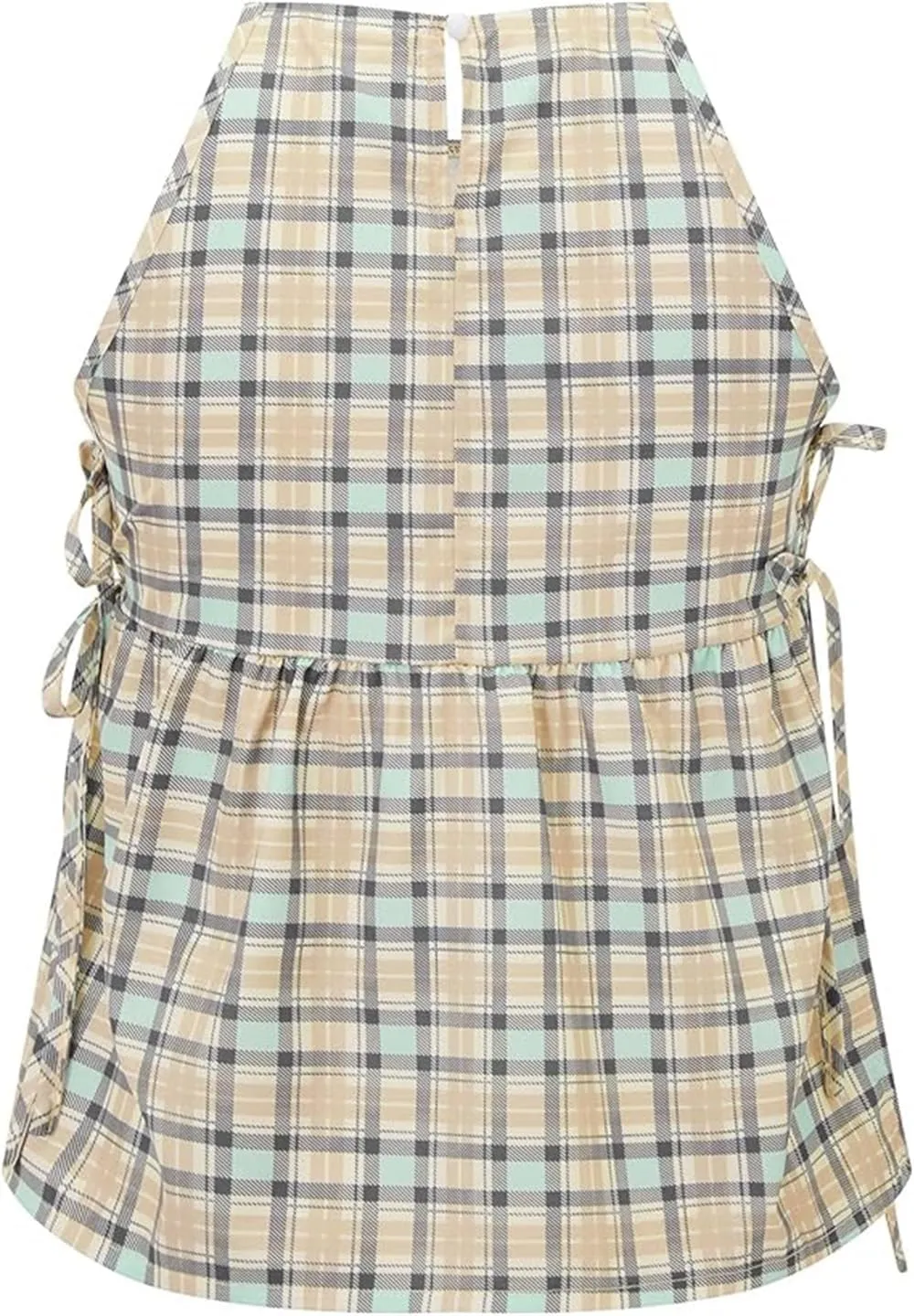 Split Side Crop Top Women Tie Side Tank Top Sleeveless Plaid Floral Print Crewneck Going Out Summer Peplum Shirt