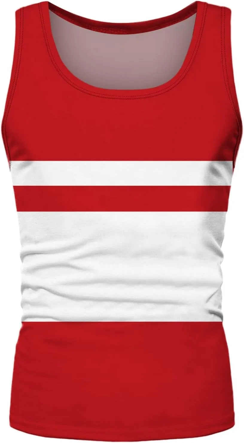 Striped Tank Tops for Men Beach Wear Graphic Sleeveless Graphic Shirts Big Tall Sports Gym Workout Casual Summer Tops