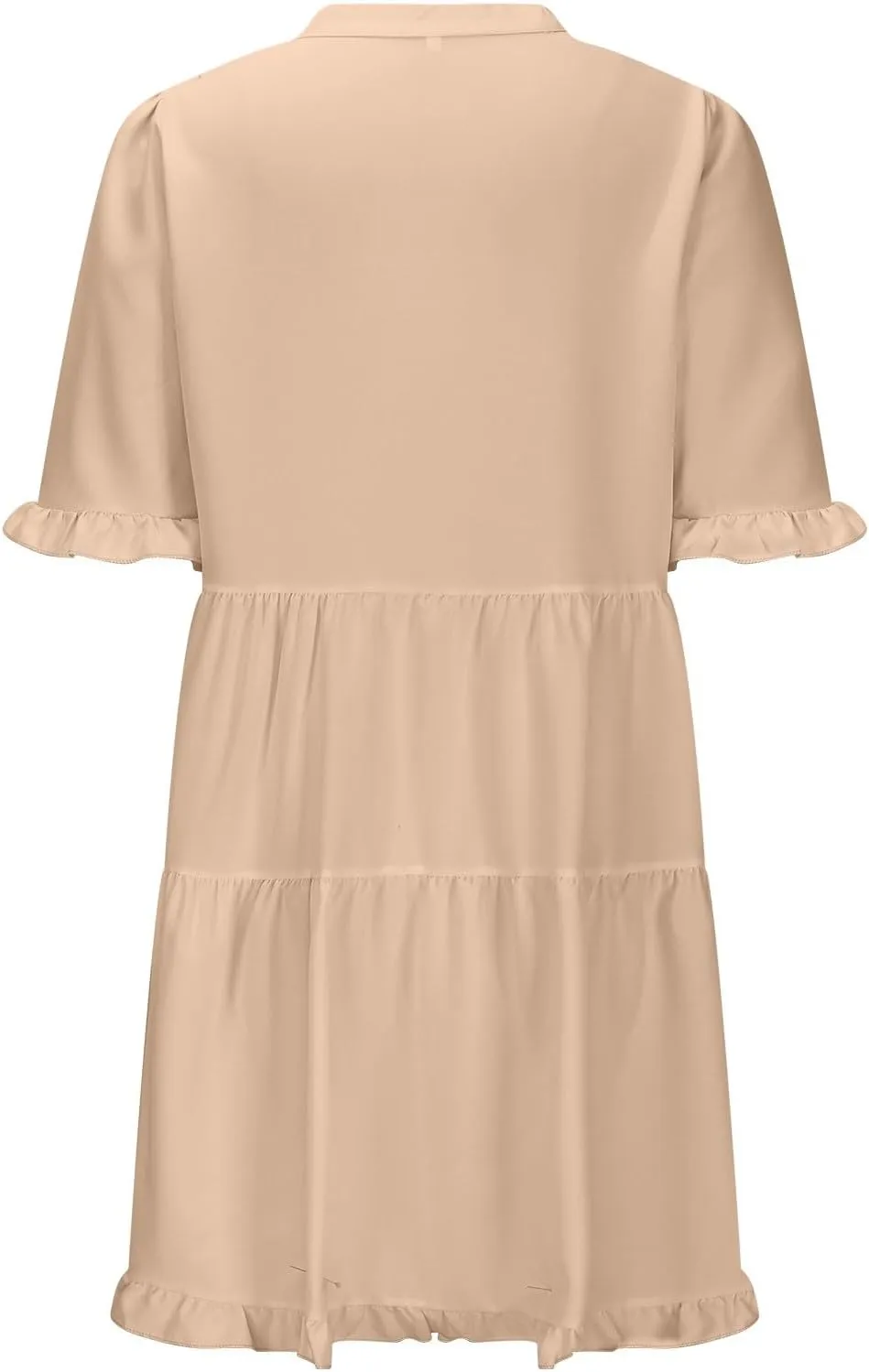 Summer Dresses for Women Casual Short Sleeve V Neck Cute Ruffle Dress Classiac Solid Midi Summer Vacation Sundress