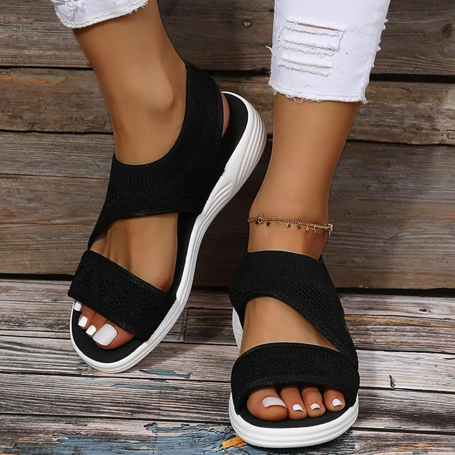 Summer Sports Sandals Women Breathable Mesh Orthopedic Sandals Soft Mat Diabetic Sandals Flat Beach Walking Sandals