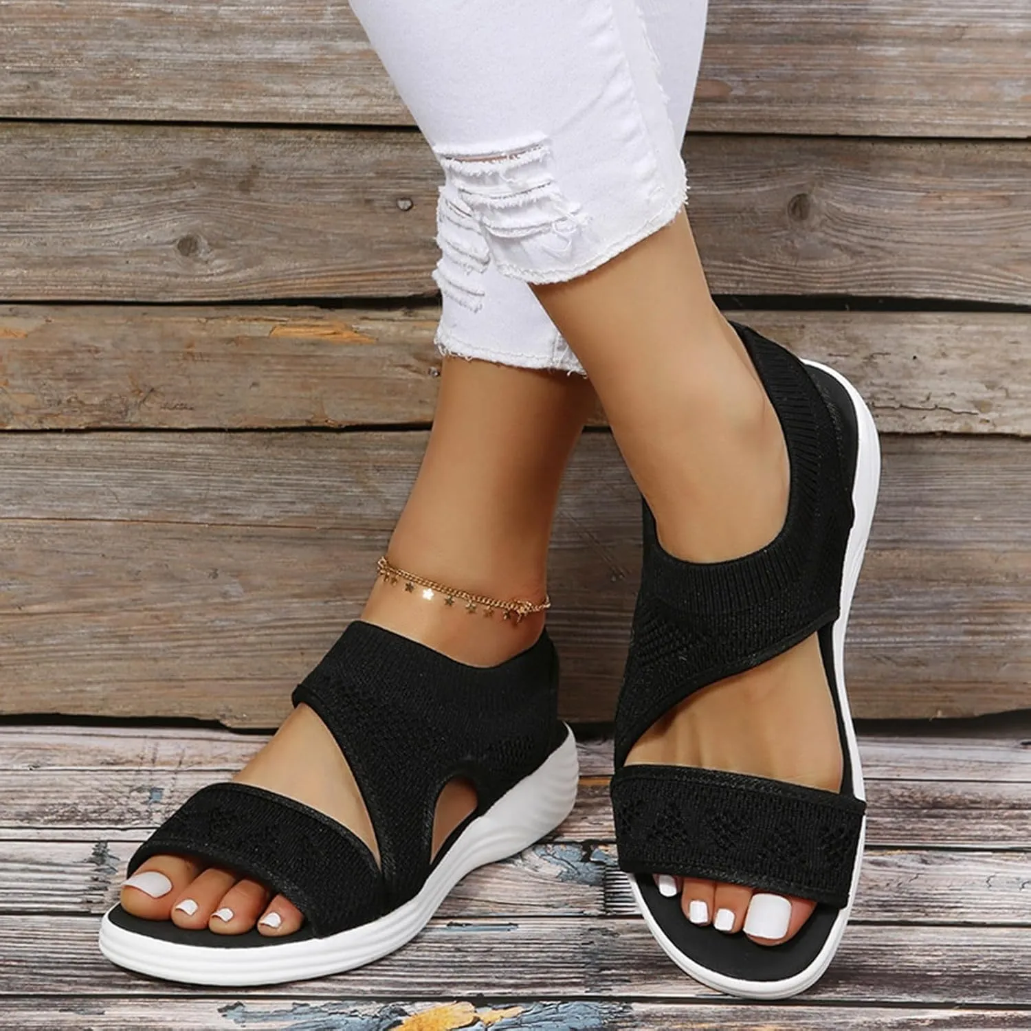 Summer Sports Sandals Women Breathable Mesh Orthopedic Sandals Soft Mat Diabetic Sandals Flat Beach Walking Sandals
