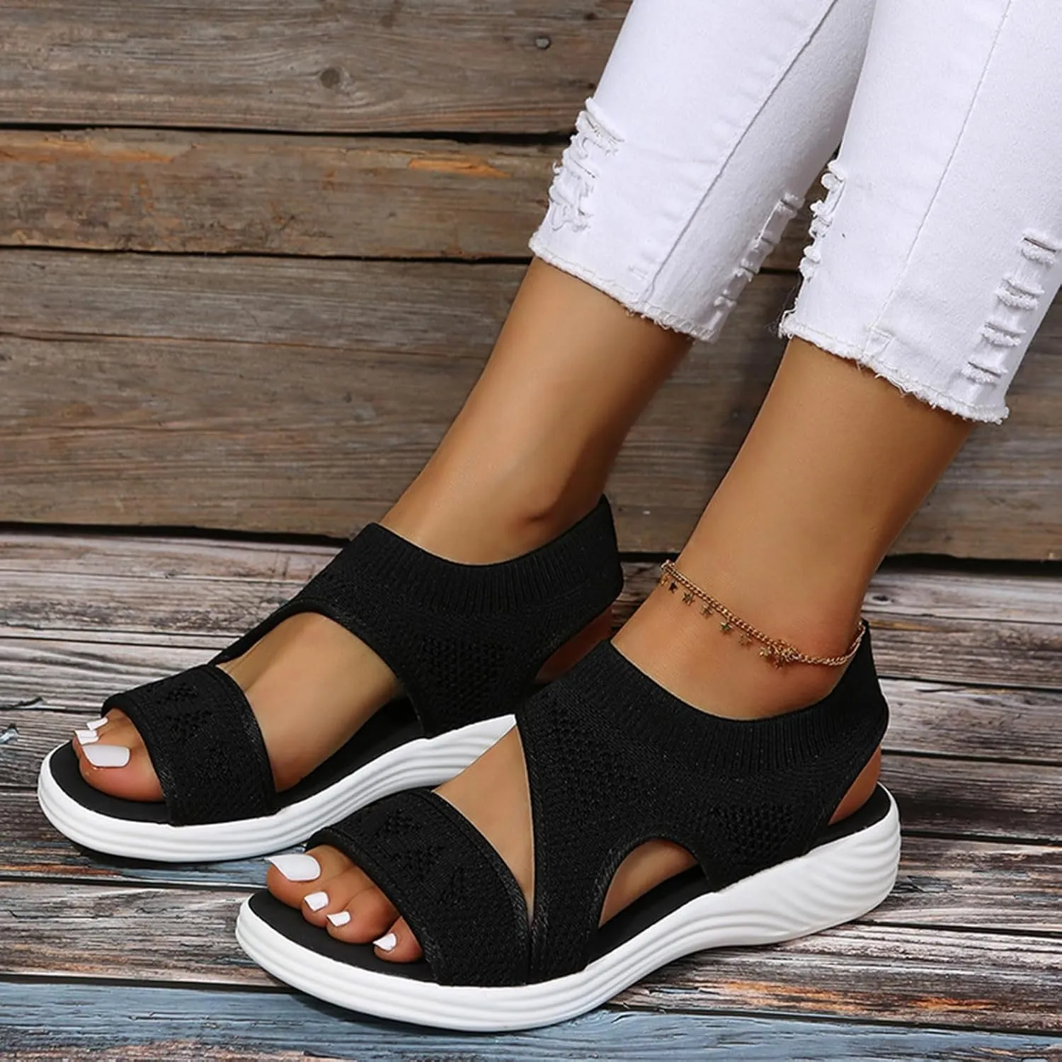 Summer Sports Sandals Women Breathable Mesh Orthopedic Sandals Soft Mat Diabetic Sandals Flat Beach Walking Sandals
