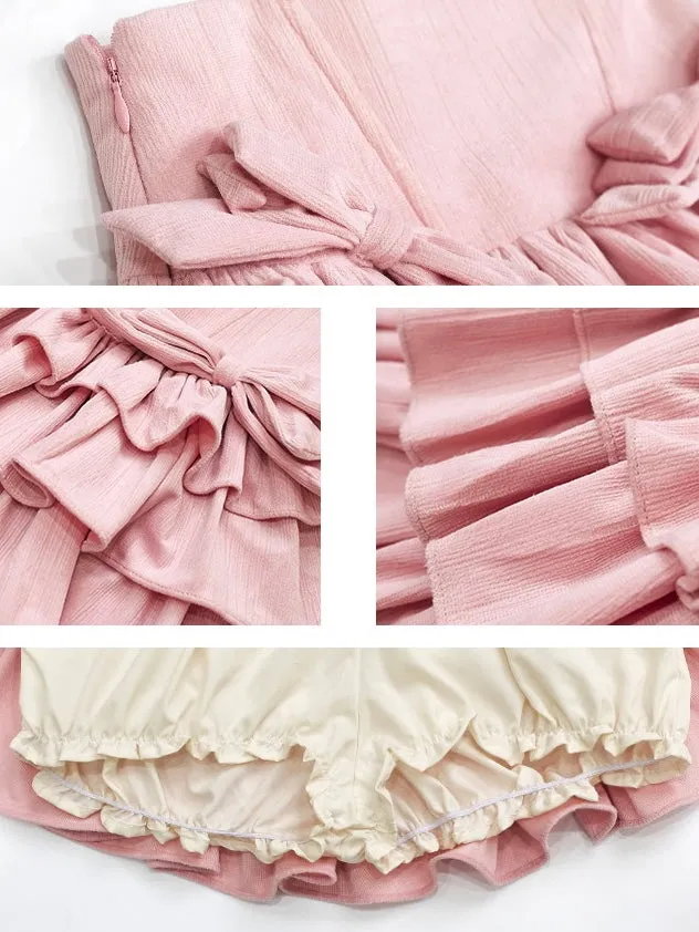 Sweet and Spicy Running Sweetheart A-line High Waist Bow Knot Cake Skirt