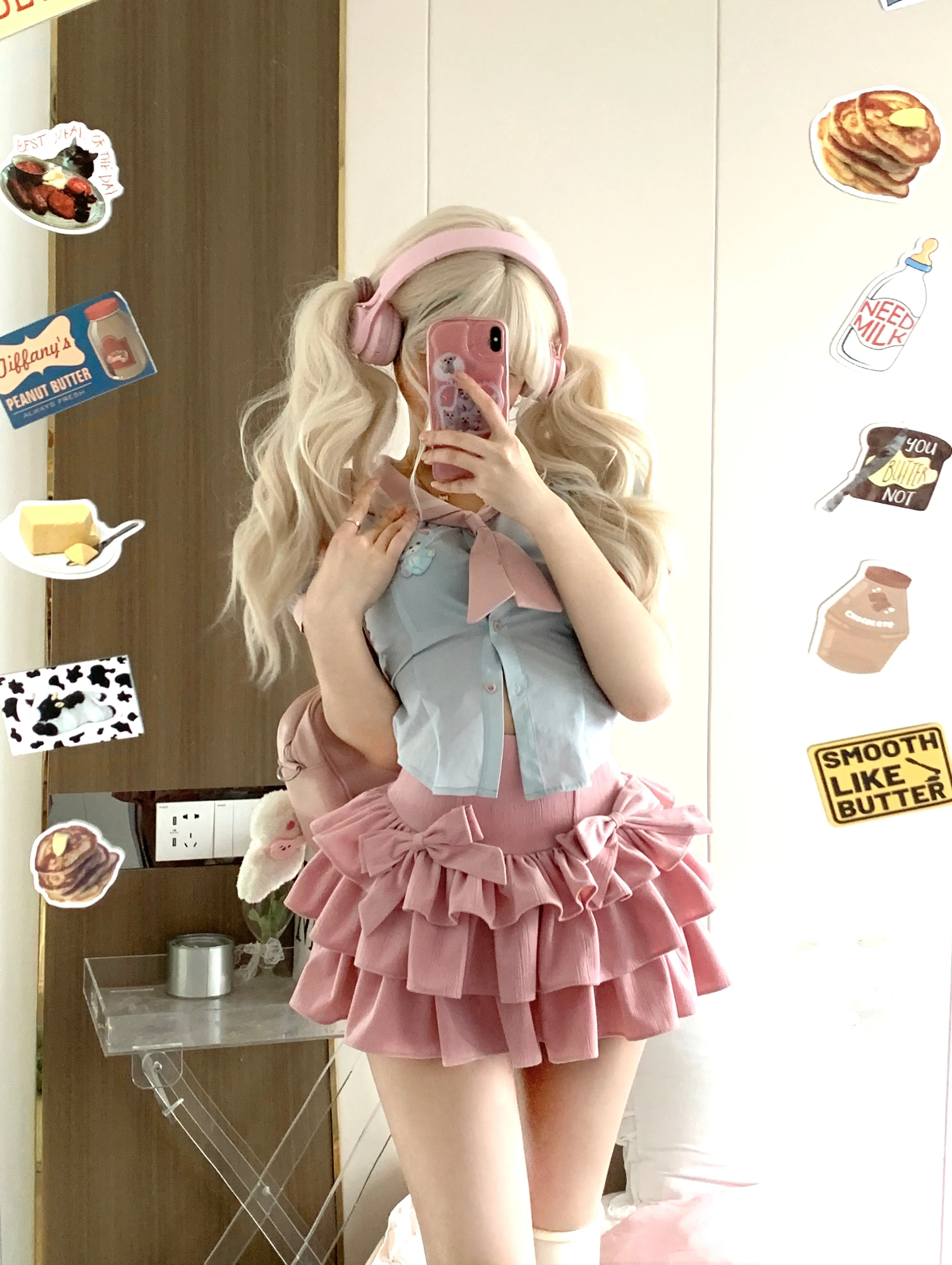 Sweet and Spicy Running Sweetheart A-line High Waist Bow Knot Cake Skirt