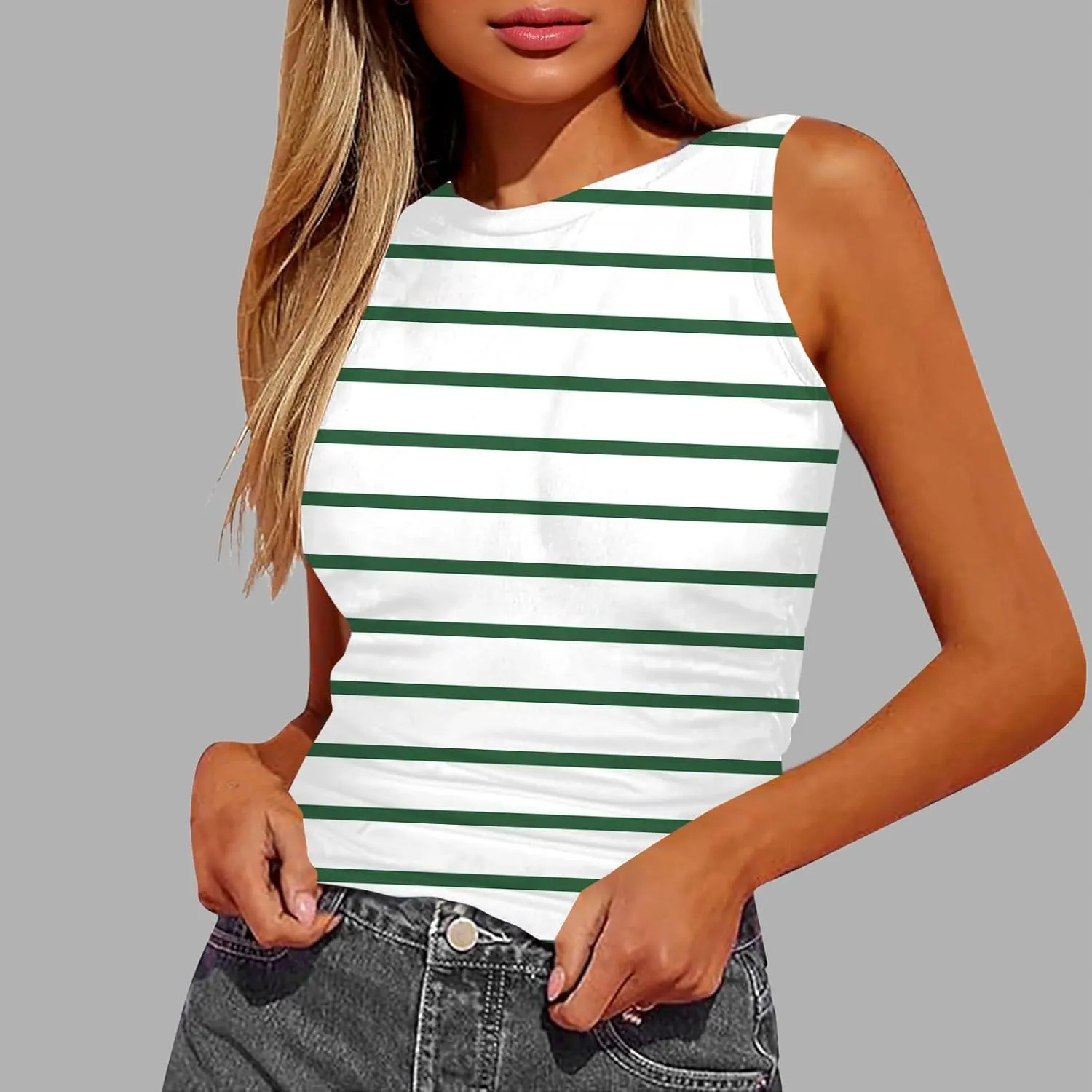 Tank Tops for Women 2025 Summer Sport Sleeveless Camisole Floral Round Neck Hawaiian Beach Outfit