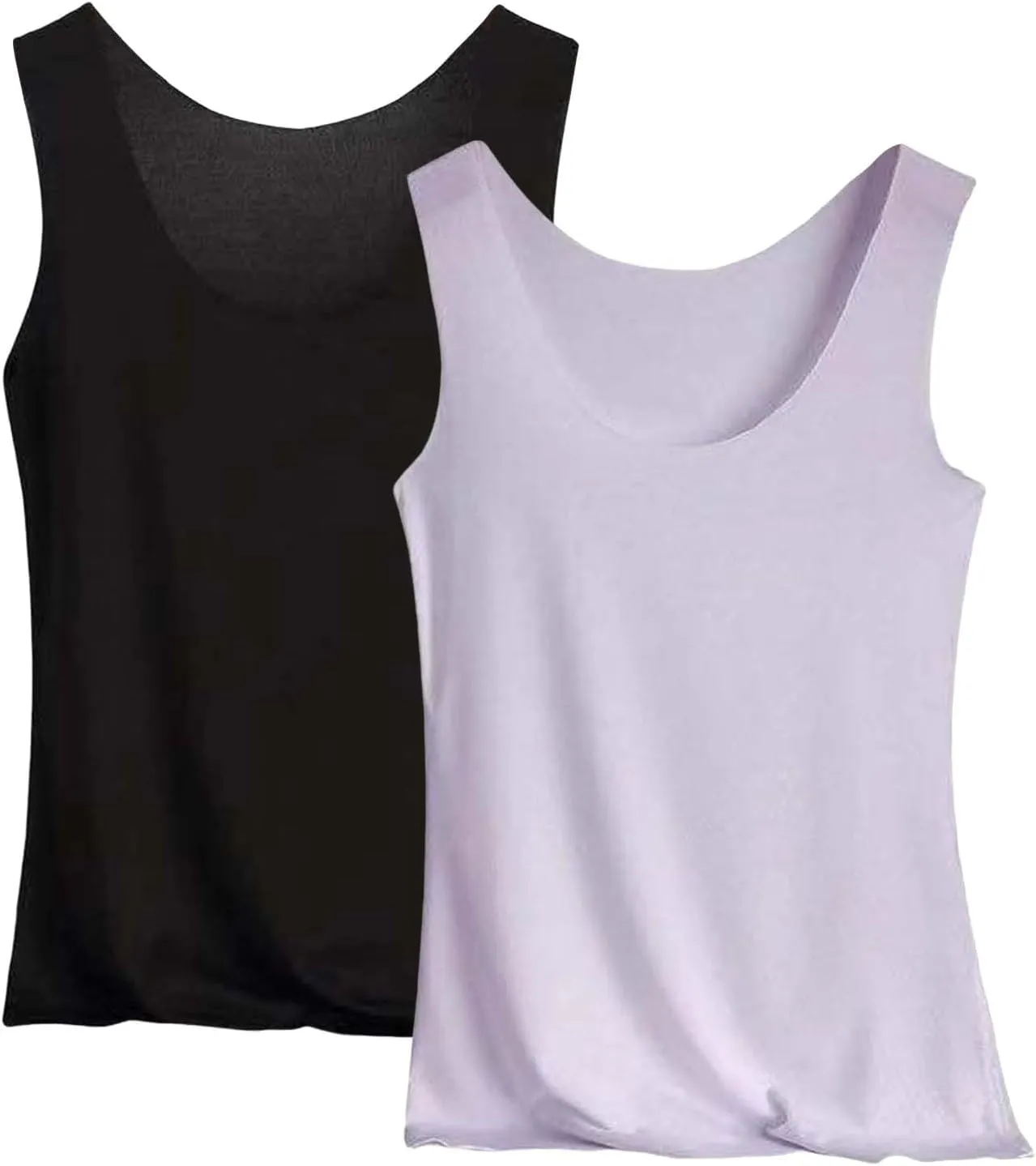 Tank Tops Womens Scoop Neck Sleeveless Shirts for Women Layering Camisoles Undershirts 2 Pack