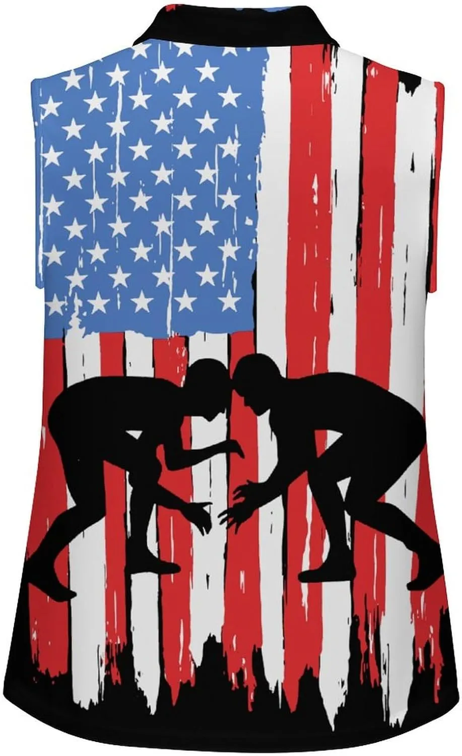 U.S.A. Wrestling Flag Women's Sleeveless Golf Polo Shirts Athletic Tank Tops