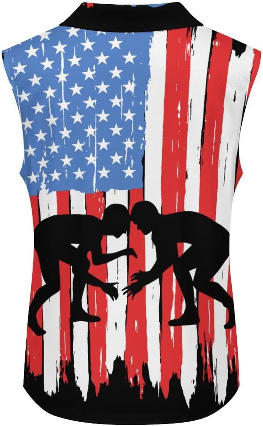 U.S.A. Wrestling Flag Women's Sleeveless Golf Polo Shirts Athletic Tank Tops