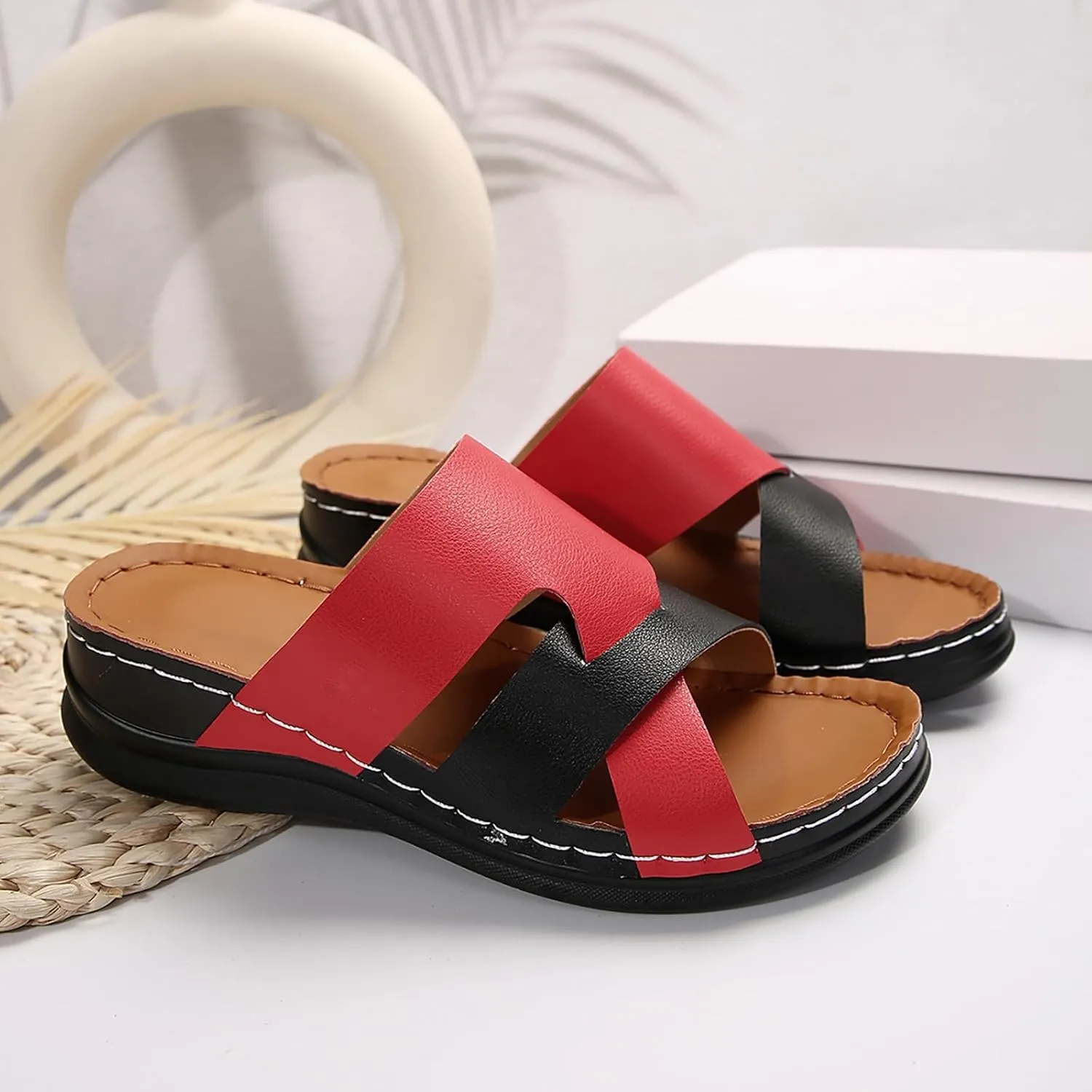 Wedge Sandals for Women Dressy Summer Comfortable Walking Sandals with Arch Support Fashion Casual Orthopedic Slides Shoes