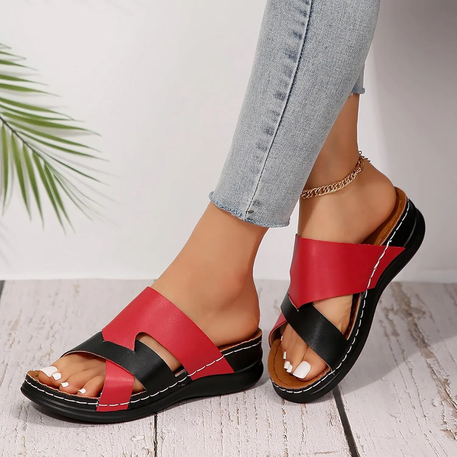 Wedge Sandals for Women Dressy Summer Comfortable Walking Sandals with Arch Support Fashion Casual Orthopedic Slides Shoes