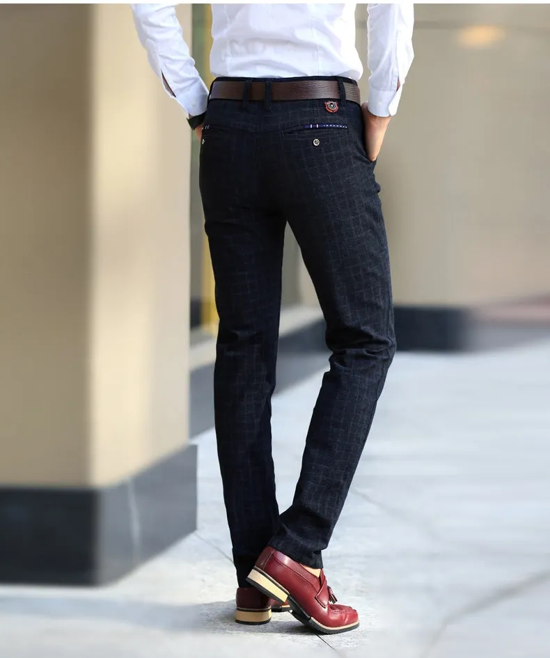 West Louis Plaid Elasticity Stretch Classic Dress Pants