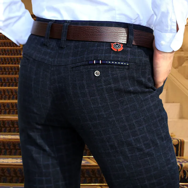 West Louis Plaid Elasticity Stretch Classic Dress Pants