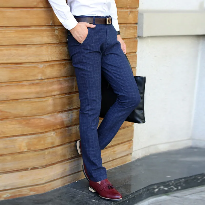 West Louis Plaid Elasticity Stretch Classic Dress Pants