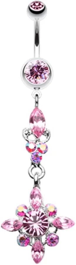 WildKlass Jewelry Dangling Shine Drops 316L Surgical Steel Belly Button Ring