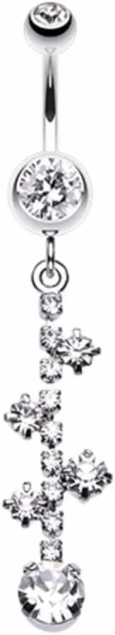WildKlass Jewelry Sparkle Drops 316L Surgical Steel Belly Button Ring