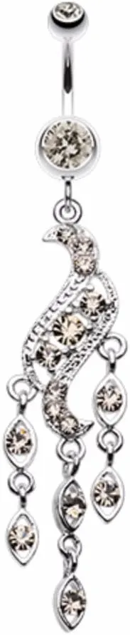 WildKlass Jewelry Sparkle Wave Drops 316L Surgical Steel Belly Button Ring