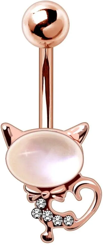 WILDKLASS Rose Gold Plated Cat's Eye Cat Navel Ring
