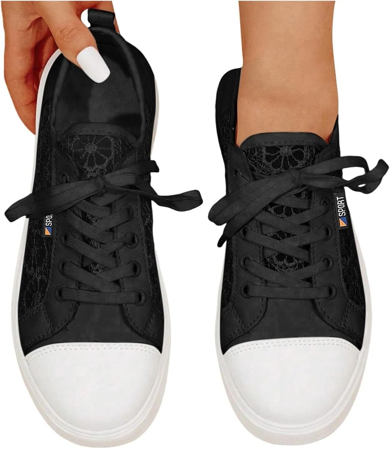 Women Closed Toe Shoe 2025,Breathable Hollow Out Flower Sport Sneakers Comfortable Platform Slides Fashion Lace Up Loafer Shoes Indoor Outdoor Slip-On Soft Cushion Ladies Dress Casual Shoe