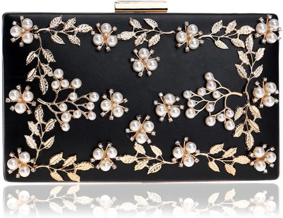 Women Clutch Bag Beaded Metal Lady Evening Bag Chain Shoulder Handbags Party Wedding Bridal Bags