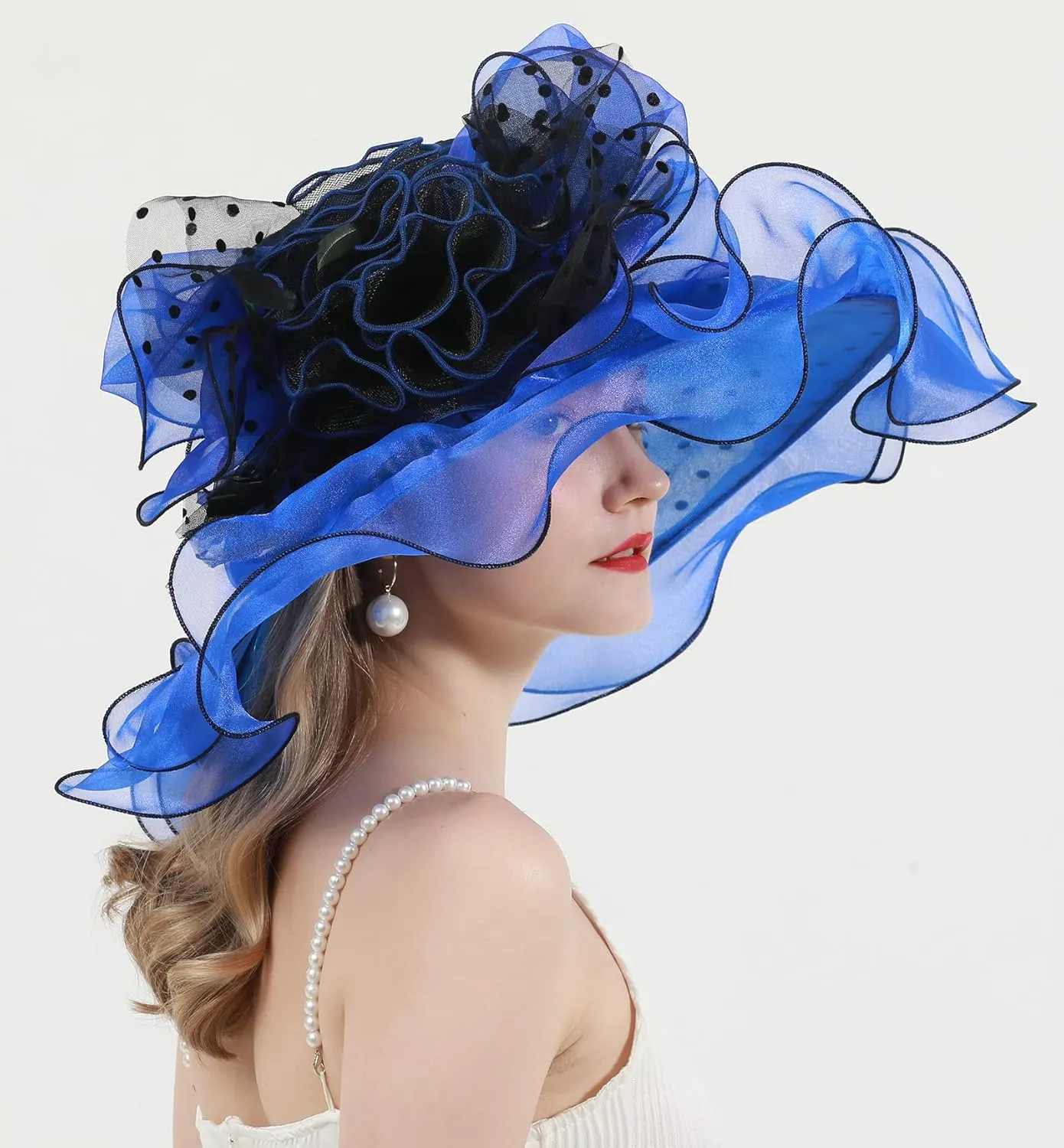 Women Organza Fascinator Church Derby Hat Floral Tea Party Wedding Hat