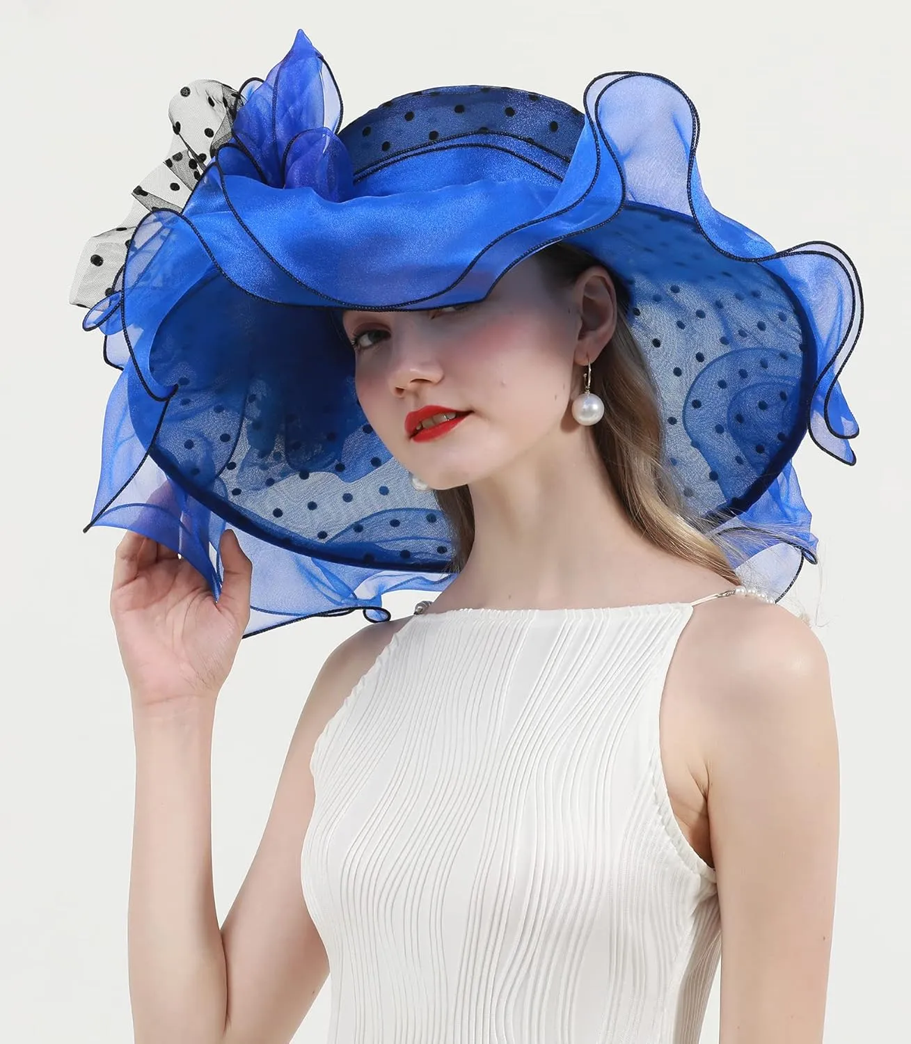 Women Organza Fascinator Church Derby Hat Floral Tea Party Wedding Hat