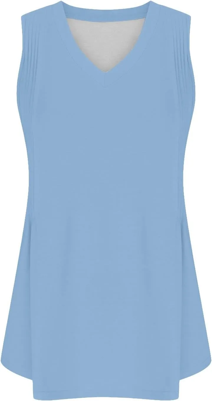 Women V Neck Summer Tank Tops Loose Fitting Sleeveless Flowy Tunic Dressy Casual Long Shirt Blouses Trendy Clothing
