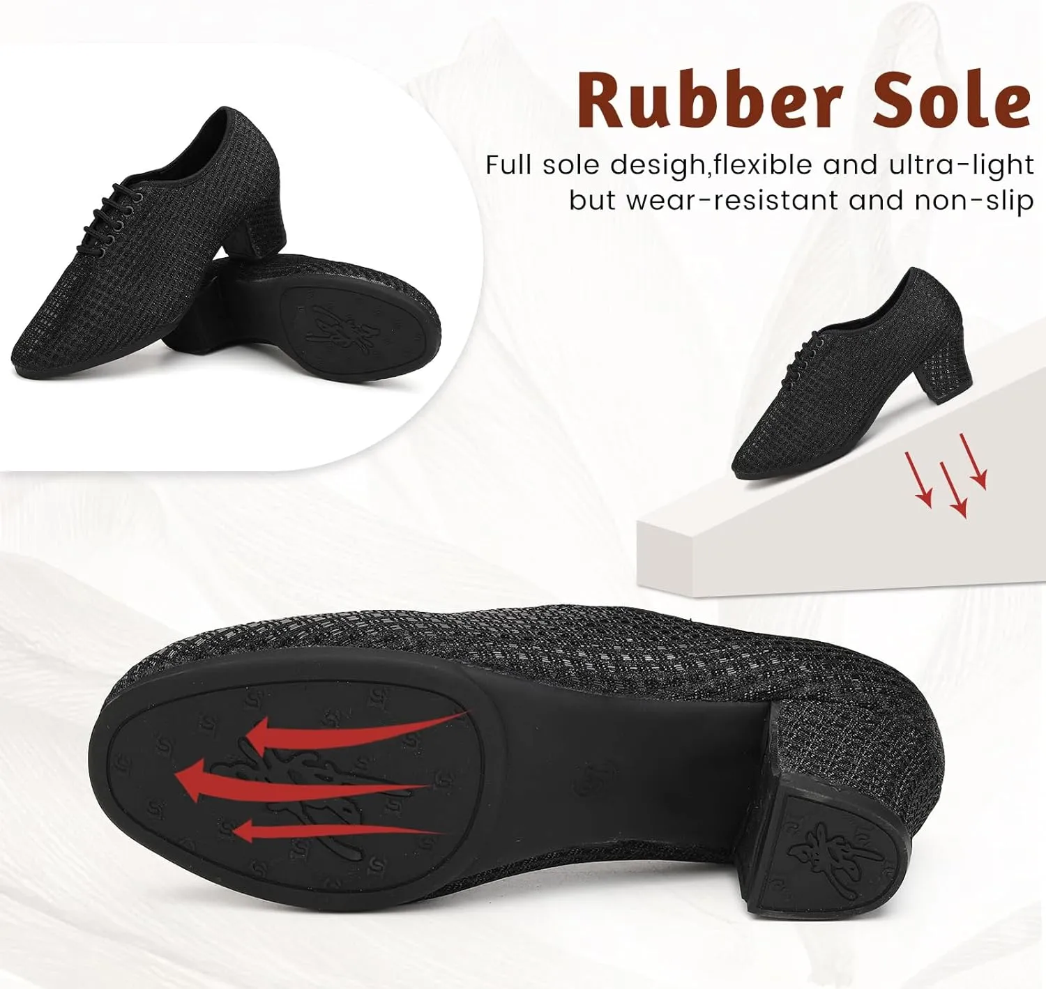 Women's Ballroom Dance Shoes Lace up Closed Toe Low Heel Salsa Teaching Professional Latin Practice Dance Shoes,Model LHD-301