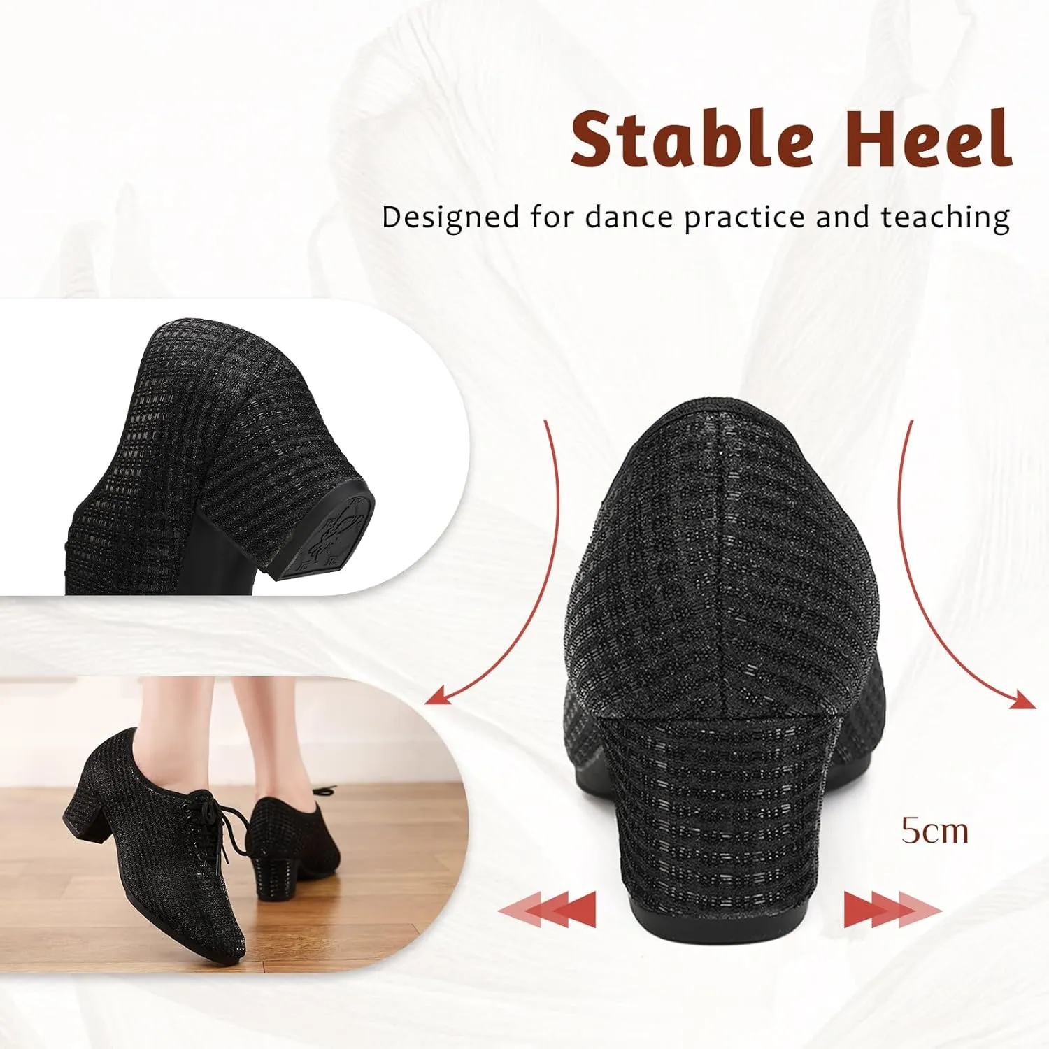 Women's Ballroom Dance Shoes Lace up Closed Toe Low Heel Salsa Teaching Professional Latin Practice Dance Shoes,Model LHD-301