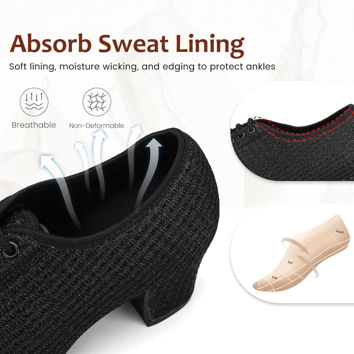 Women's Ballroom Dance Shoes Lace up Closed Toe Low Heel Salsa Teaching Professional Latin Practice Dance Shoes,Model LHD-301