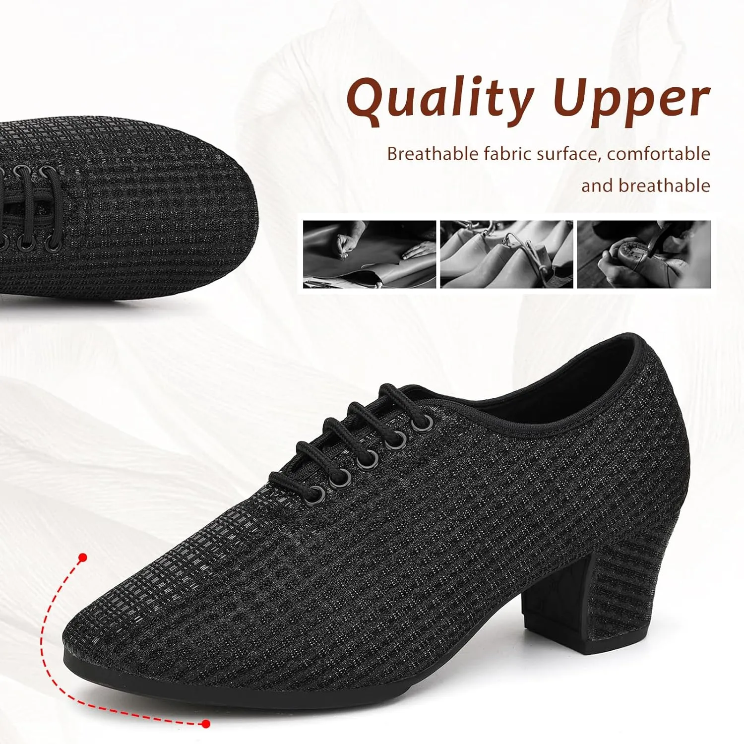 Women's Ballroom Dance Shoes Lace up Closed Toe Low Heel Salsa Teaching Professional Latin Practice Dance Shoes,Model LHD-301