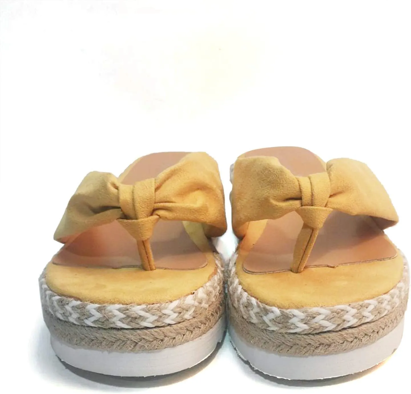 Womens Bow Knot Sandals Espadrilles Wedge Platform Slip on Open Toe Comfortable Flip Flops Casual Boho Slippers Summer Orthopedic Arch Support Sandal Beach Vacation Walking Sandal