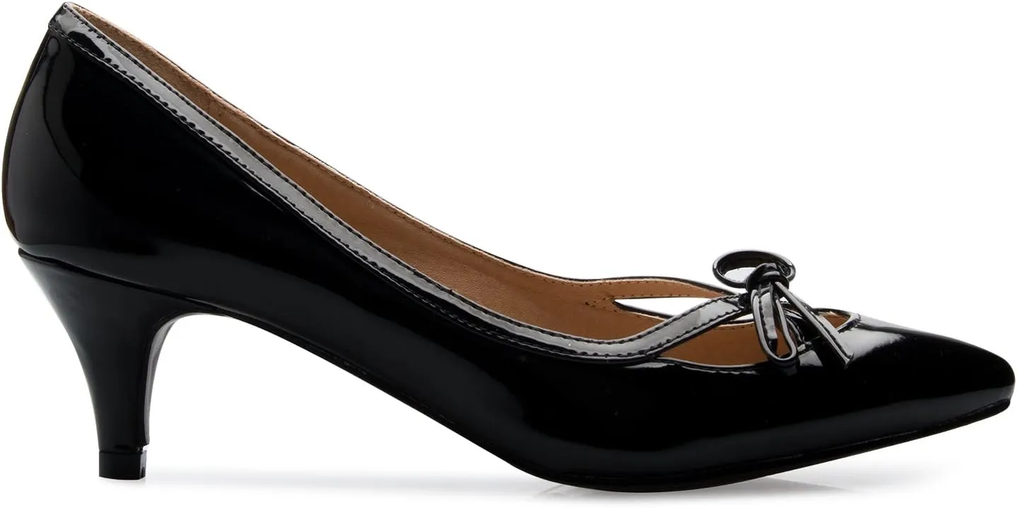 Womens Classic Closed Toe D'Orsay Bow Kitten Heel Pump | Dress, Work, Party Mid Heeled Pumps