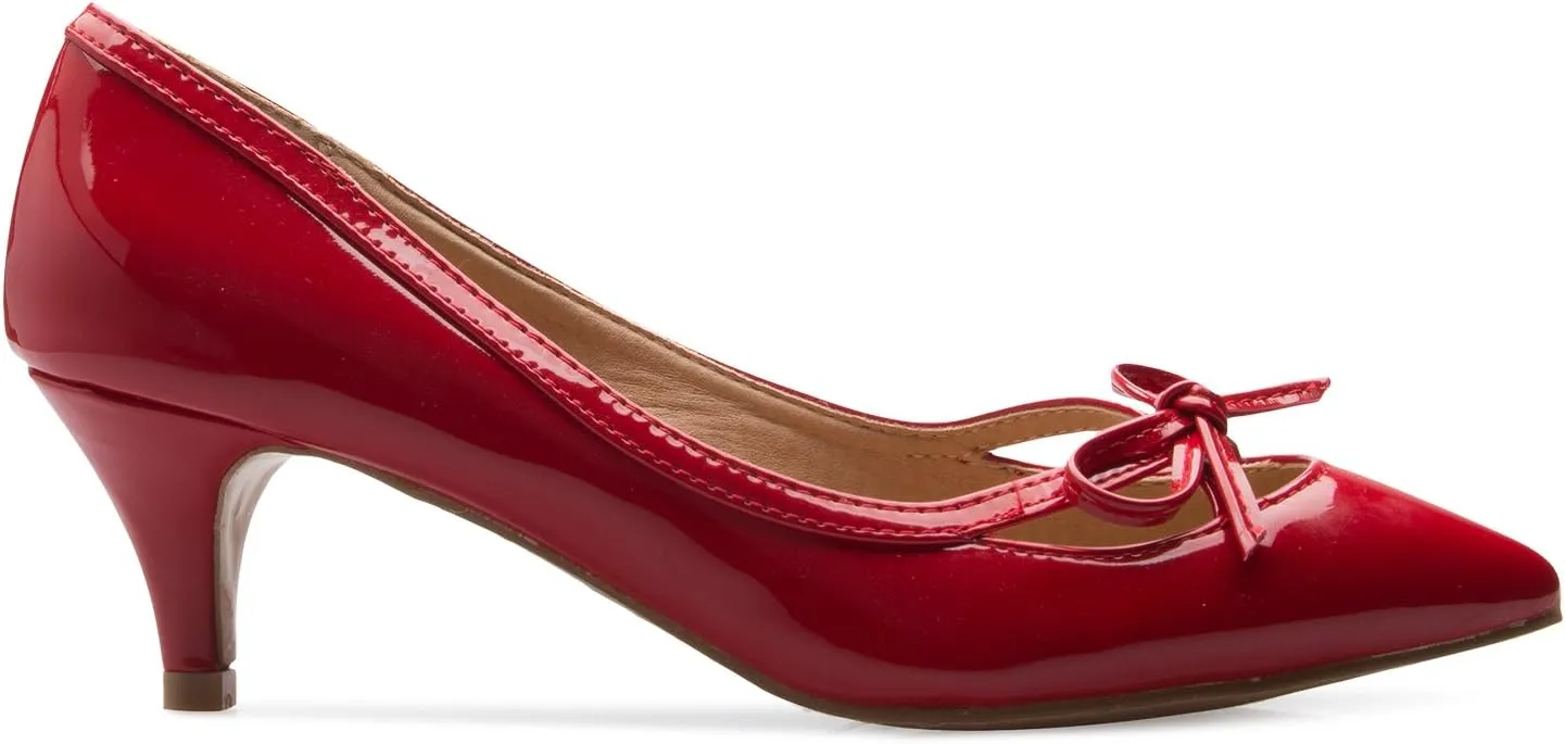 Womens Classic Closed Toe D'Orsay Bow Kitten Heel Pump | Dress, Work, Party Mid Heeled Pumps