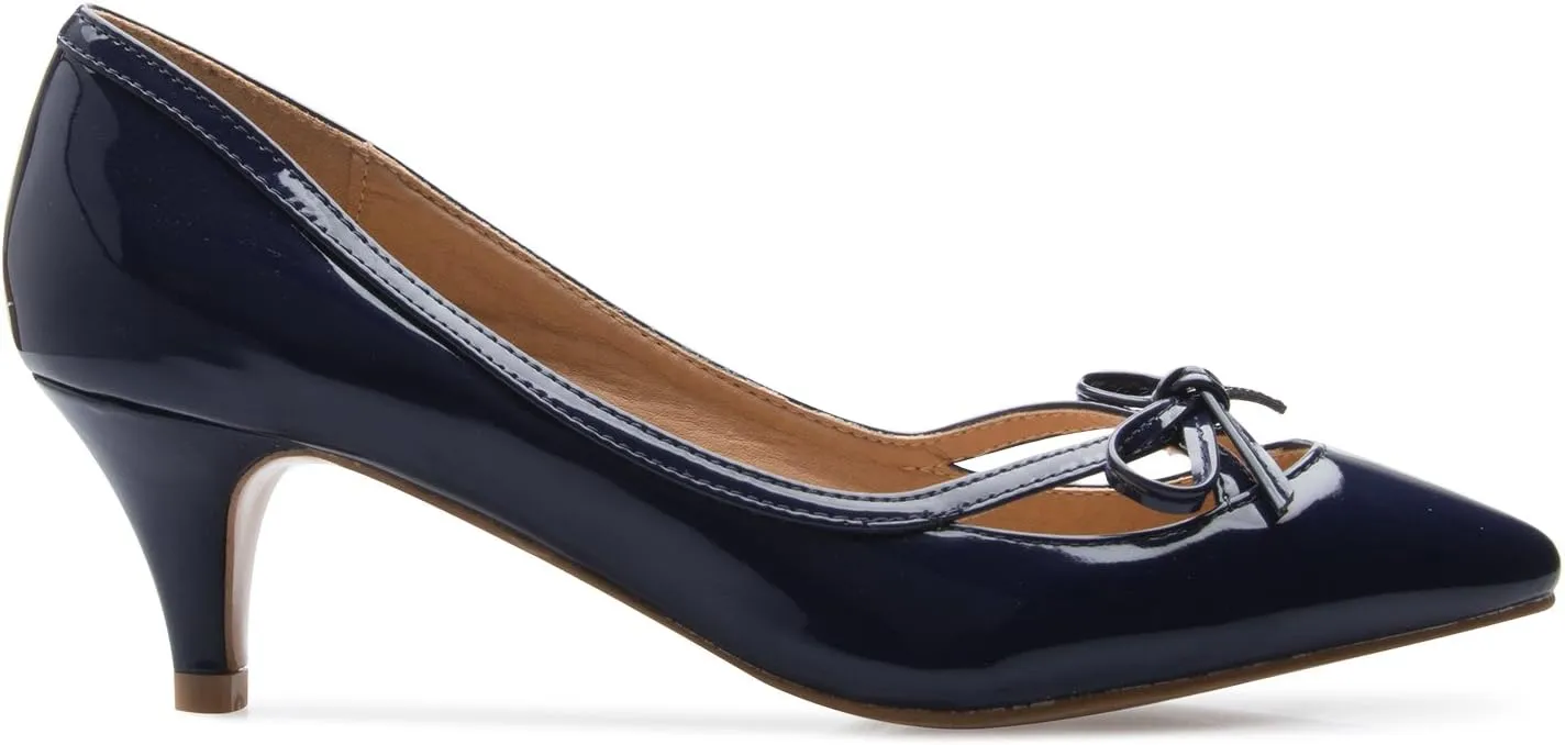 Womens Classic Closed Toe D'Orsay Bow Kitten Heel Pump | Dress, Work, Party Mid Heeled Pumps