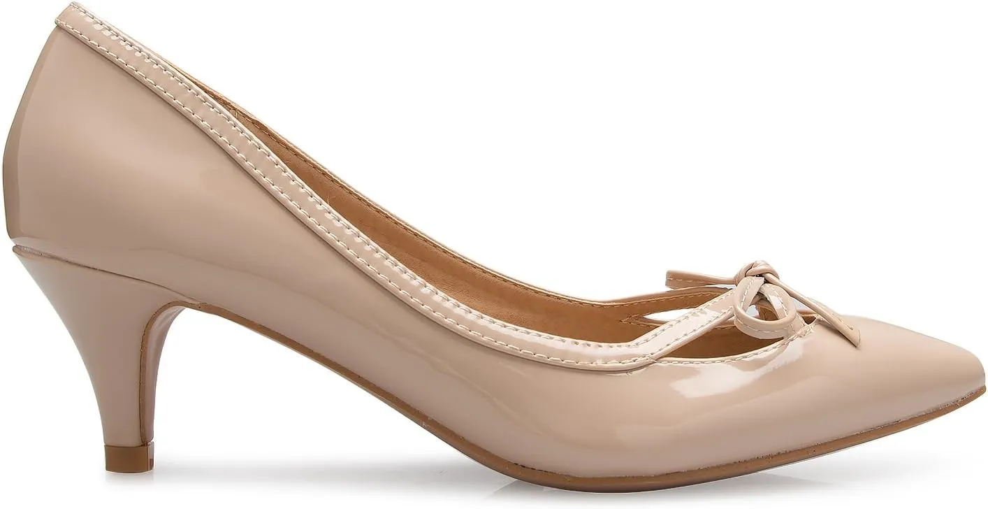 Womens Classic Closed Toe D'Orsay Bow Kitten Heel Pump | Dress, Work, Party Mid Heeled Pumps