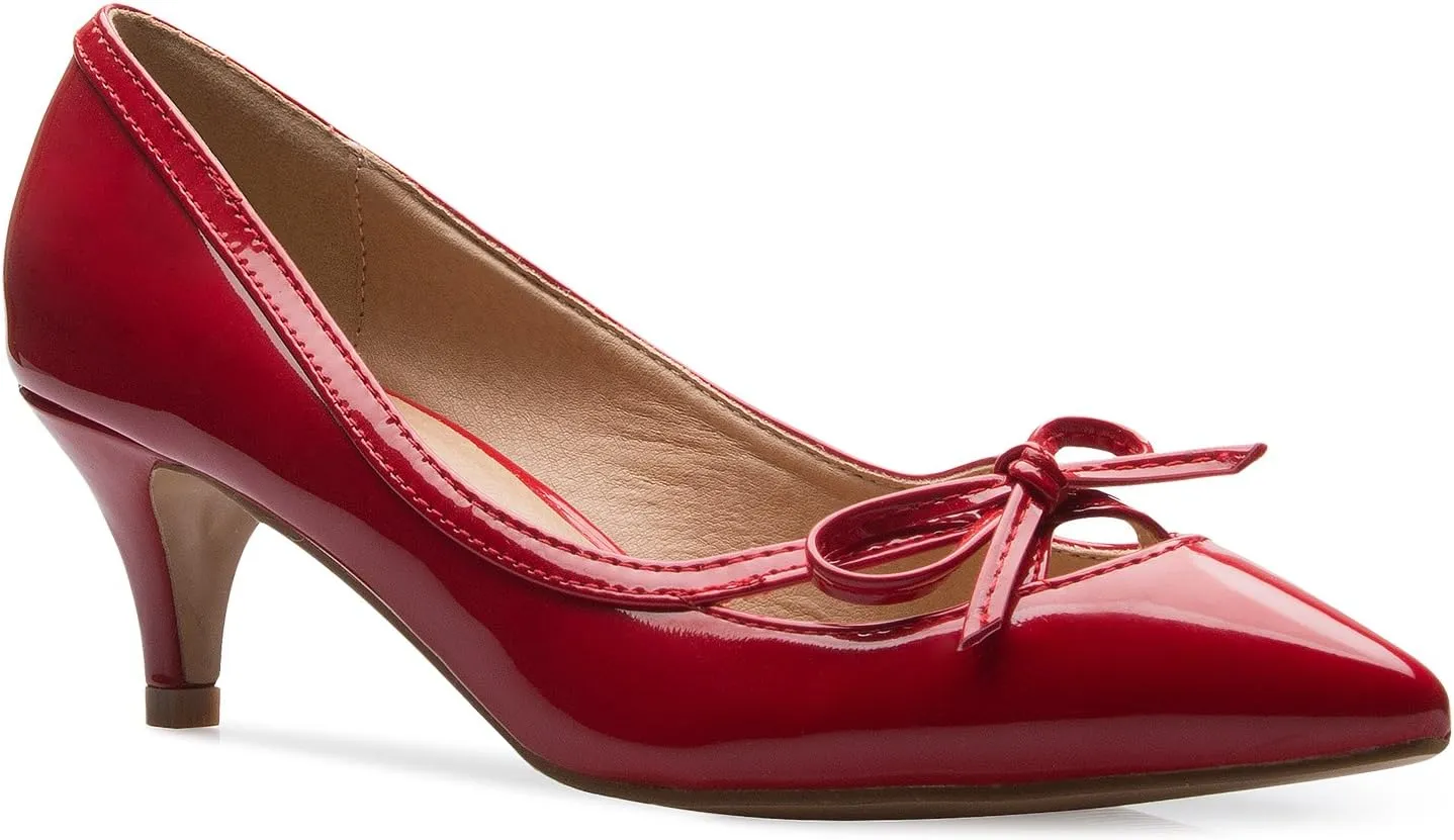 Womens Classic Closed Toe D'Orsay Bow Kitten Heel Pump | Dress, Work, Party Mid Heeled Pumps