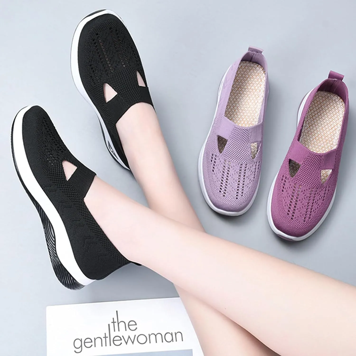 Women's Comfortable Breathable Knitted Sneakers,Knitted Sneakers for Women,Arch Support Orthopedic Sneakers