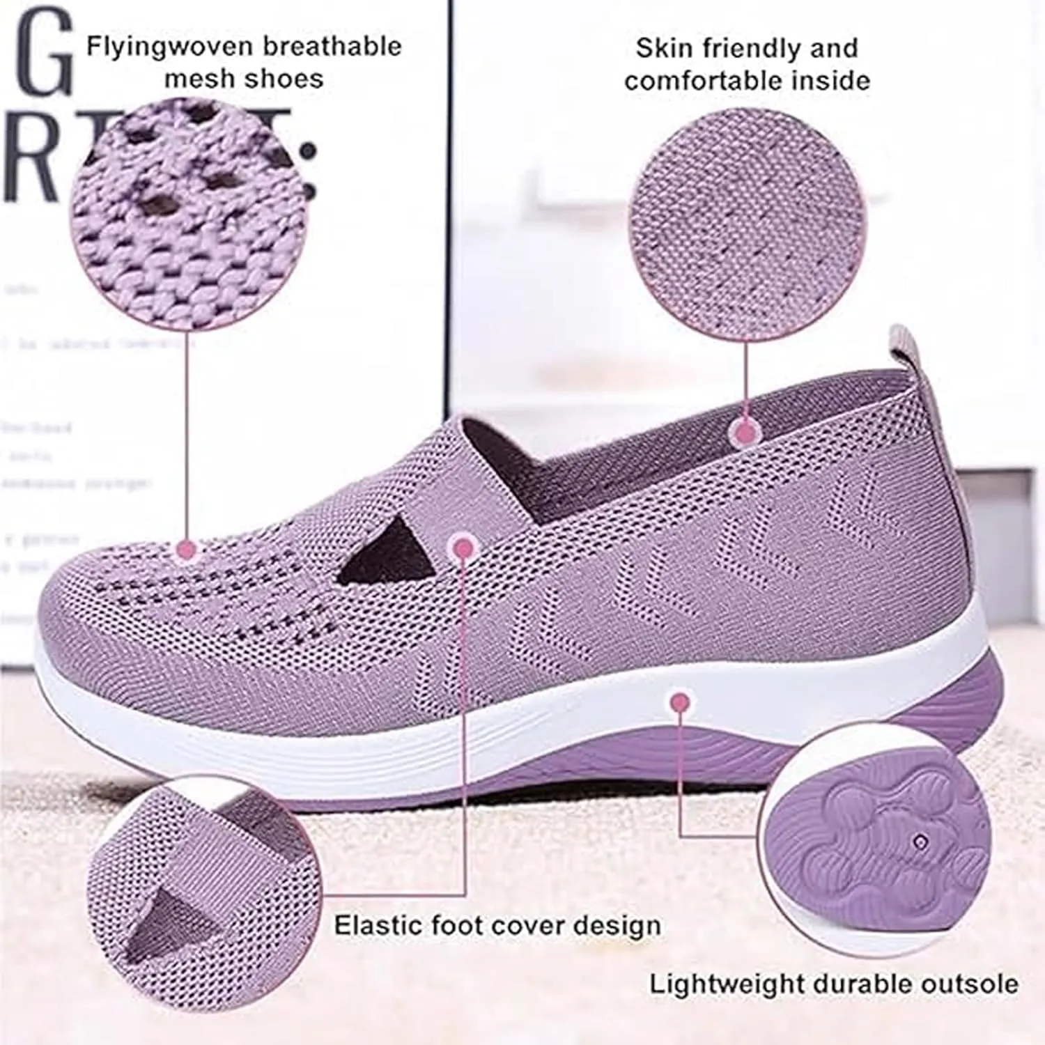 Women's Comfortable Breathable Knitted Sneakers,Knitted Sneakers for Women,Arch Support Orthopedic Sneakers