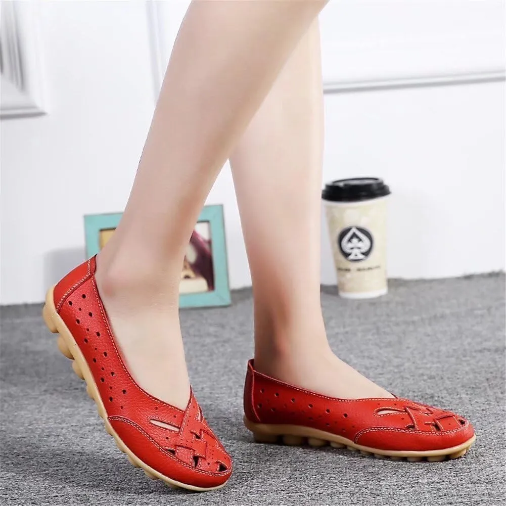 Women's Driving Loafers in Breathable Non Slip Flat Sandals Fashion Cutout Elegant Cute Walking Shoes Ladies Round Toe Dressy Casual Lightweight Outdoor Shoes