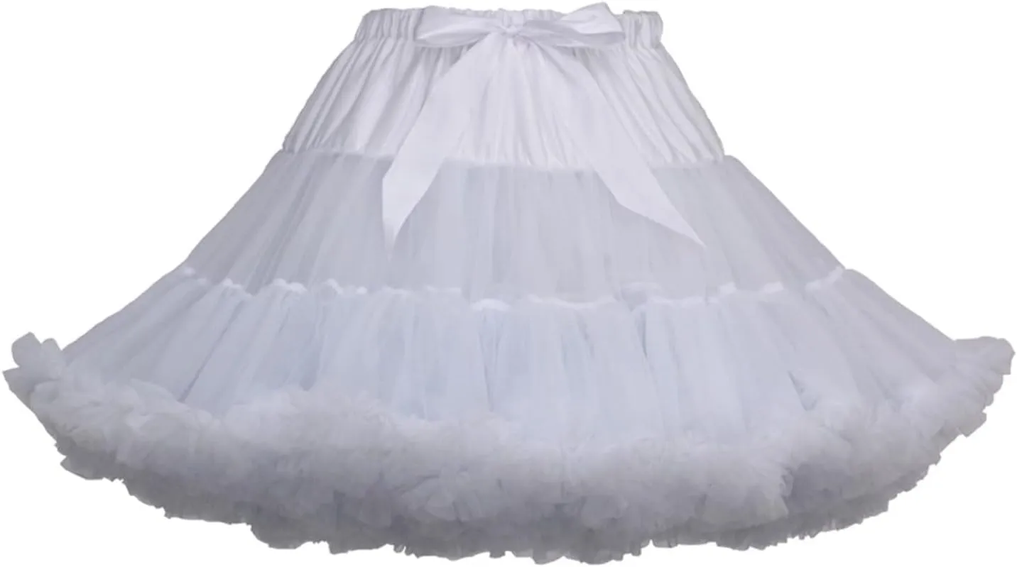 Women's Elastic Waist Puffy Tutu Skirt Tulle Petticoat 3-Layered Pleated Dance Skirt Cosplay Party Dress Mini Skirt