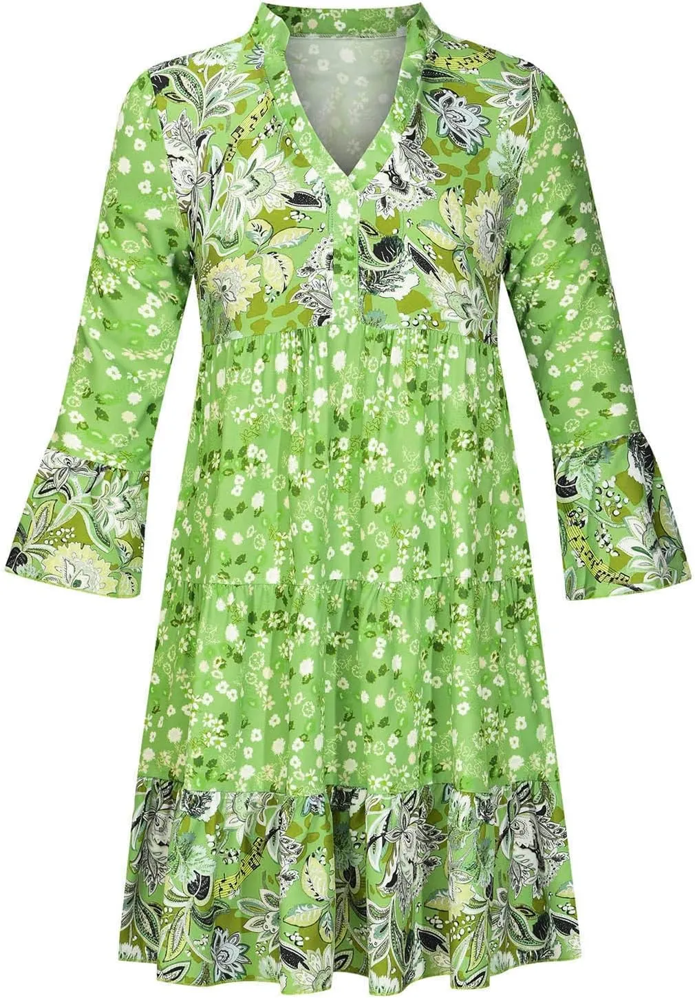 Womens Fall Dresses 2024 Boho Floral Ruffle Long Sleeve Maxi Dress Casual Flowy Swing Tiered Cocktail Party Dresses
