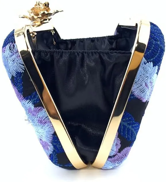 Womens Handmade Embroidery Beaded Evening Clutch Bag Vintage Pearls Handbag Purse for Wedding Prom Cocktail Party