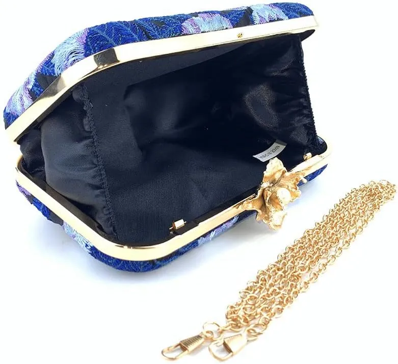 Womens Handmade Embroidery Beaded Evening Clutch Bag Vintage Pearls Handbag Purse for Wedding Prom Cocktail Party