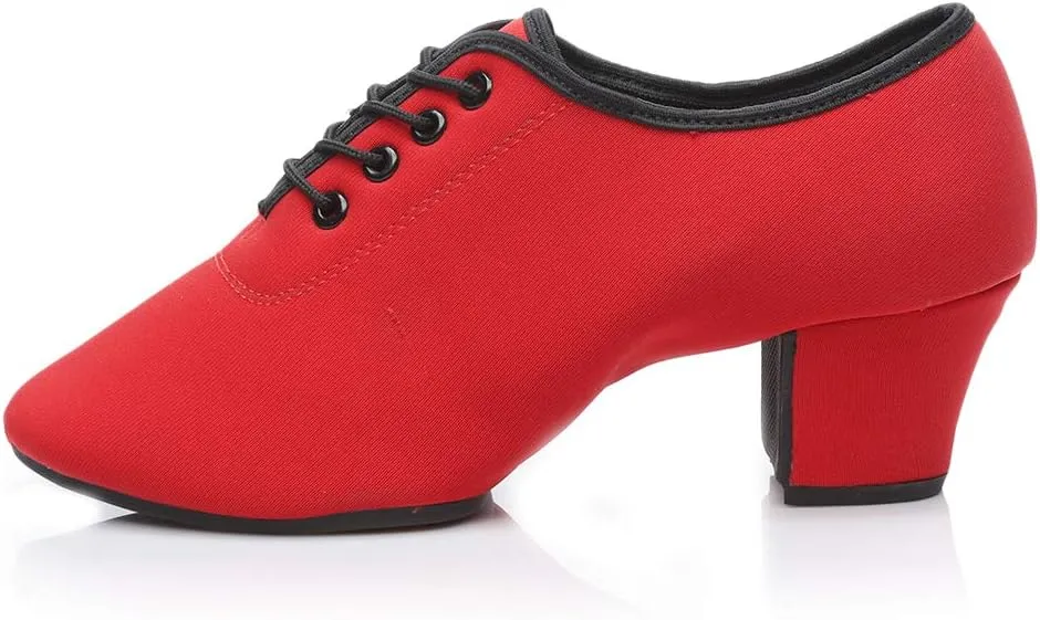 Women's lace-up Latin Dance Shoes Ballroom Modern Jazz Dance Practice Performance Shoes with Closed Toes,Model NJB